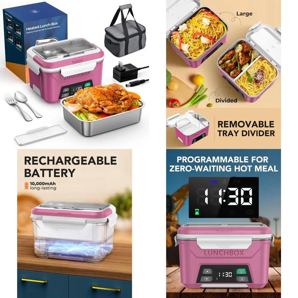 

Cordless Electric Lunch Box - 1.3L Capacity, Battery-Powered Heating for Adults' Portable Food Warmer