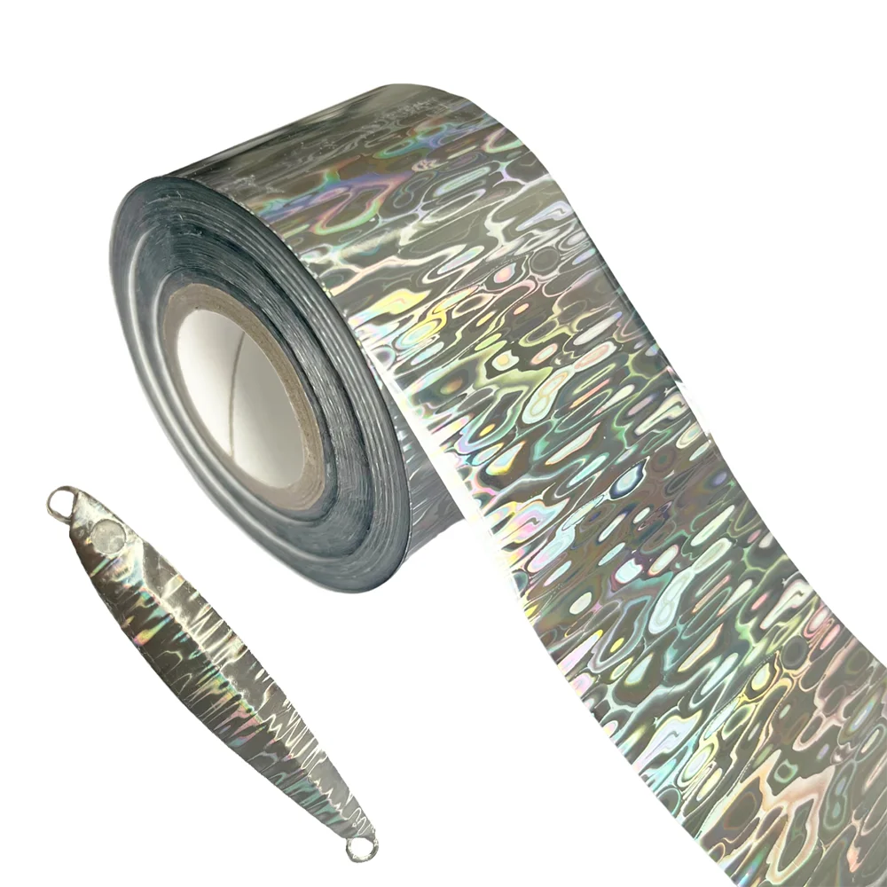 New 4CM 120M DIY Ripple Fish Tape Offwhite Back Hot Stamping Foil Fishing Lure Jig Baits Holographic Paper Laser Film Hologram