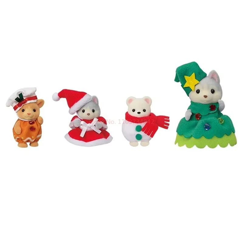 Sylvanian Families Figurki Anime Baby Serie T فاines Figurka Zabawki Dla Dzieci Szczęśliwych Świąt Przyjaciół Rodzinna Lalka Prezenty Świąteczne