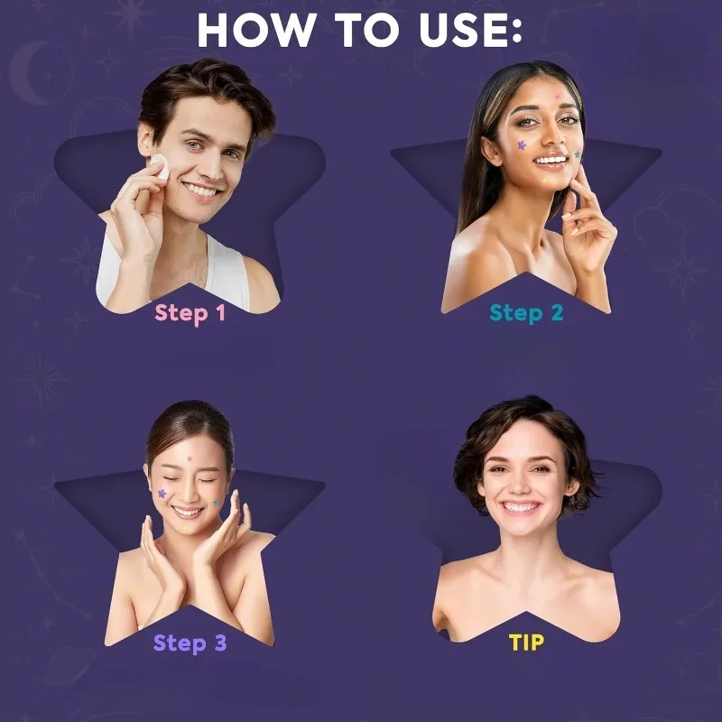 1400 szt. Plastrów na pryszcze w kształcie gwiazdek - tęczowe naklejki na twarz, ultracienkie, niewidoczne osłonki na wypryski i trądzik