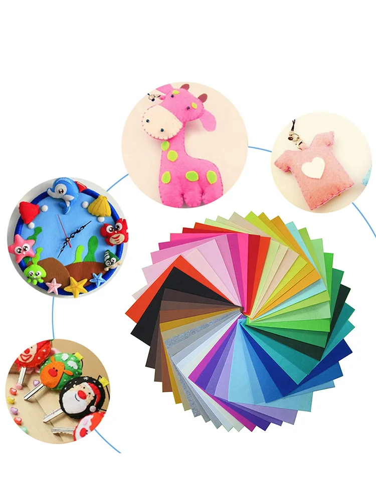 40pcs Felt Fabric DIY Crafts 10x10cm Non-woven Fabric Sewing Accessories Felt Pack Assorted Color Soft for Kids For Dolls Toys