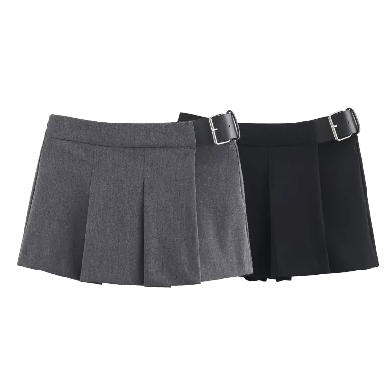 Casual Pantskirt Belt Decoration Summer Shorts Pants Office Lady Streetwear Women Loose Fashion Short Skirt Pants