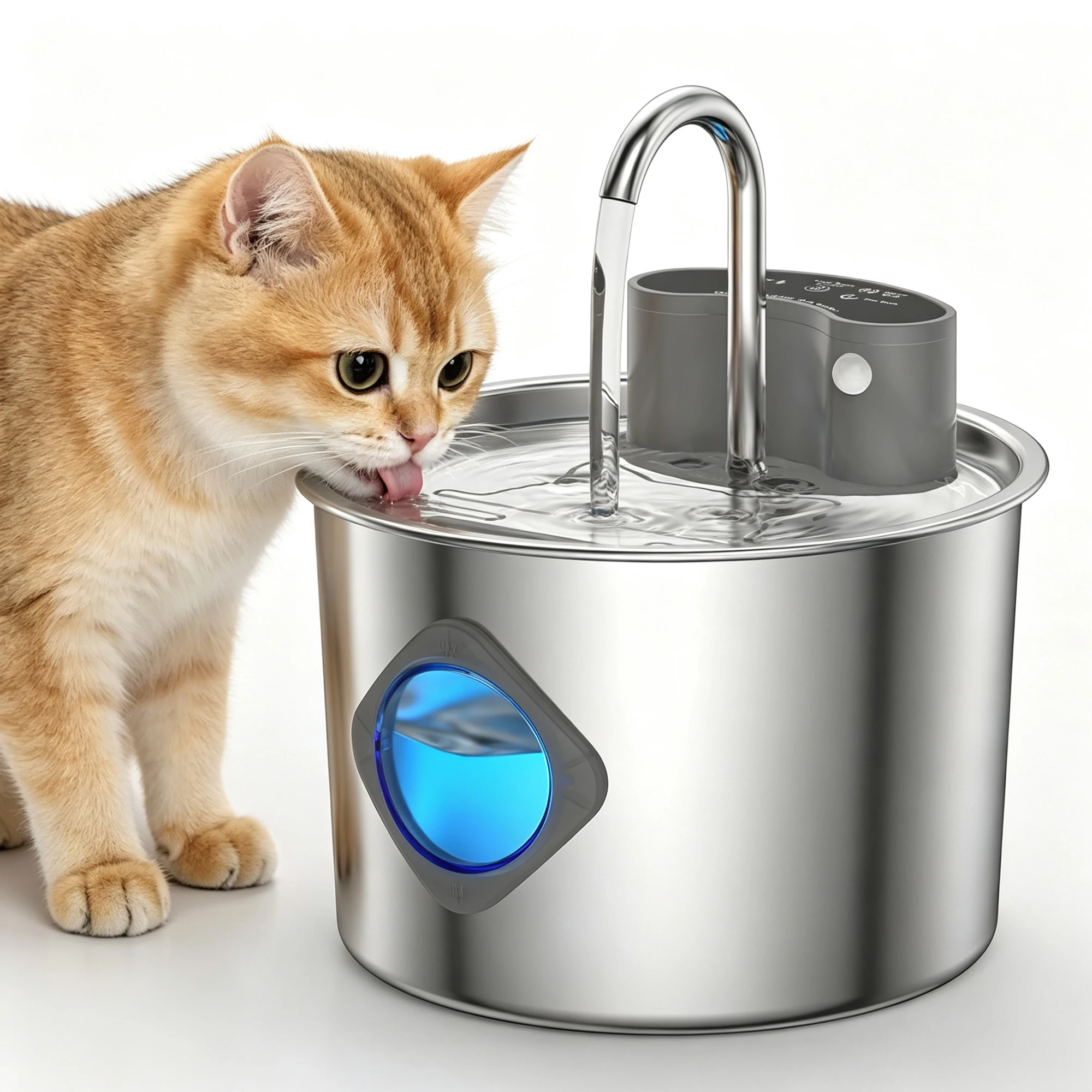 Cordless Wider Tray Dog Water Fountain, 4000mAh Battery Operated Dog Water Bowl Dispenser with Motion Sensor, Stainless Steel Pet Water Fountain for Multi-Pets, Easy Setup & Clean, 2.2L