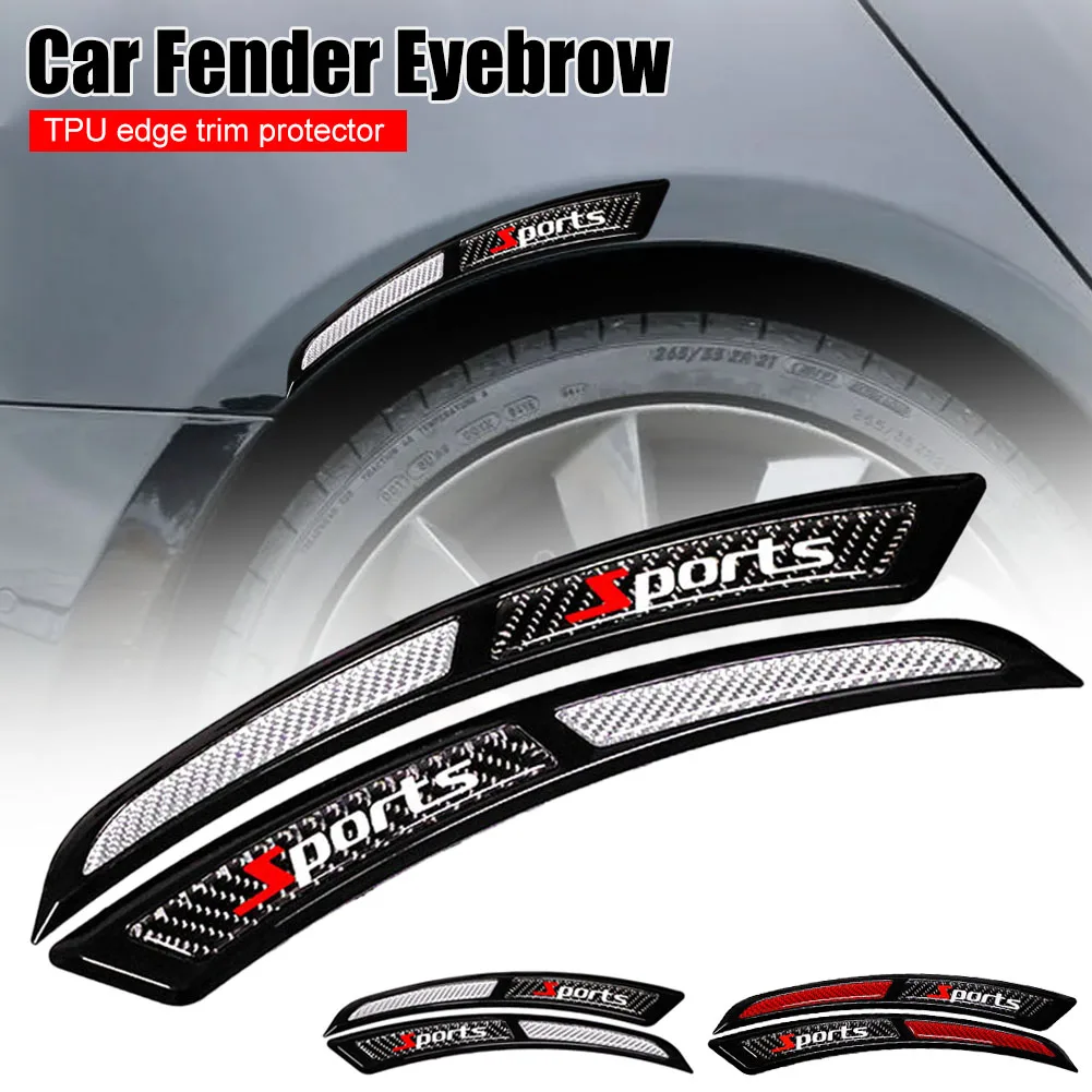 

1 Pair Car Wheel Eyebrow Universal Self Adhesive Fender Flare Protector Anti-Collision Arc Trim Lip Strips Carbon Fiber Stickers