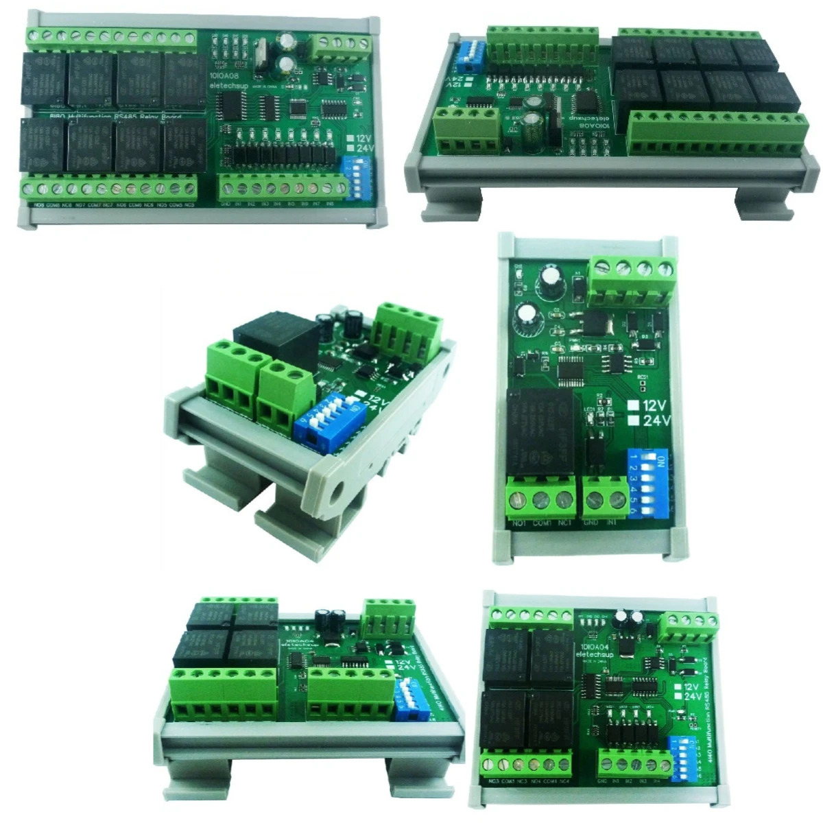 DC 24V 1-12 Channel DI-DO PLC IO Expanding Module Modbus RTU RS485 Relay Switch Board for Smart Home Motor PTZ Security Monitor