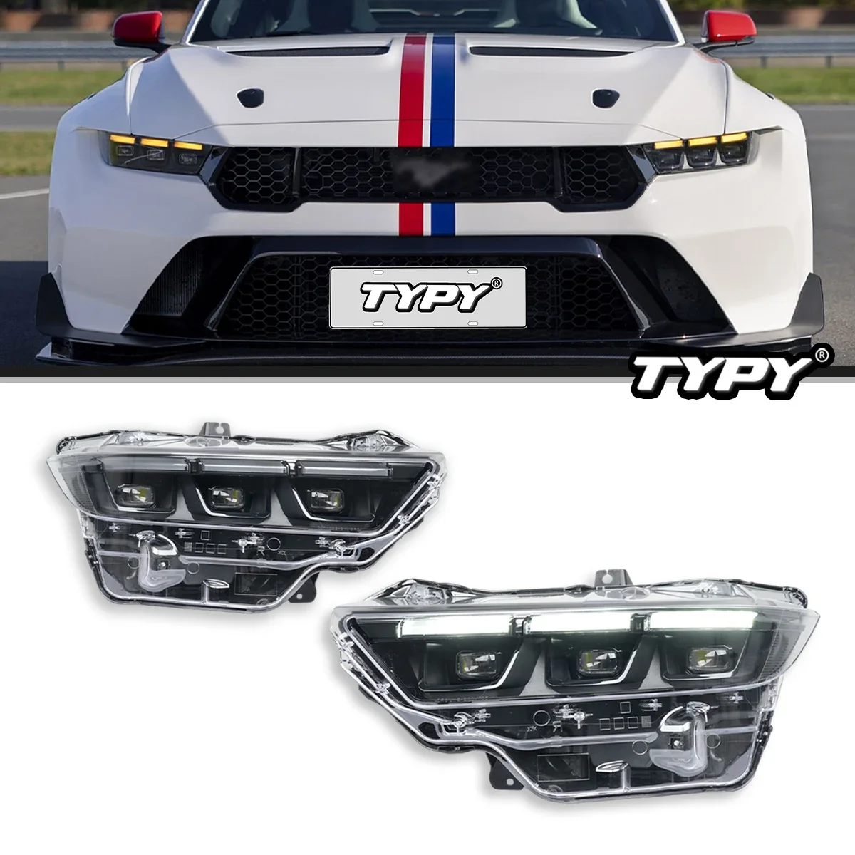 

TYPY Car Lights For Ford Mustang Headlight 2024-2025 LED Projetor head Lamp Daytime Running Light Automotive Accessories