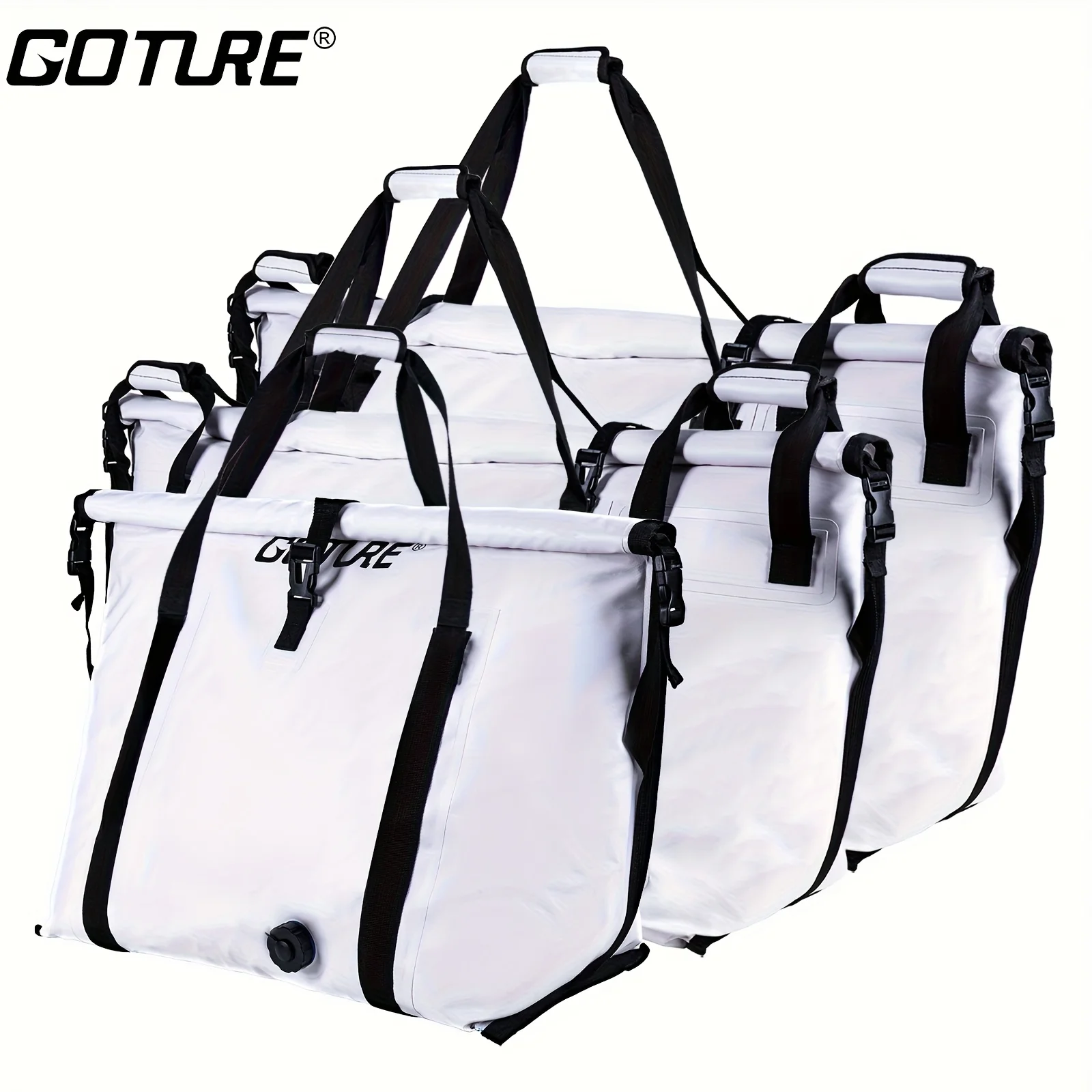 

Goture Fishing Bag, Fishing Cooler Bag, Portable Outdoor Offshore Fishing Tote, Large Capacity Ice Bag with Flat Bottom