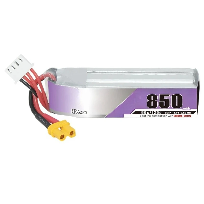 2 個 850mAh 3S 11.4V 60C/120C FPV レーシングドローン クアッドコプター GNB リポバッテリー XT30 プラグ付き