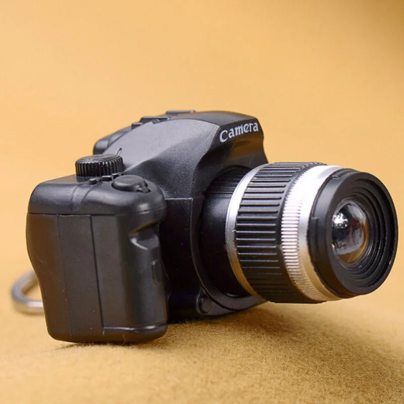 سلسلة مفاتيح متوهجة صغيرة إبداعية جديدة مع نموذج كاميرا DSLR مع ملحقات تأثير الصوت الوامض حلقة رئيسية مجوهرات هدايا الحفلات #1