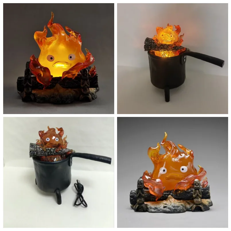 

12cmGlowing Calcifer Heart's Fire Statue Dark Souls Bonfire Anime Figure with LED Light Effects, Resin Collectible Model Gift