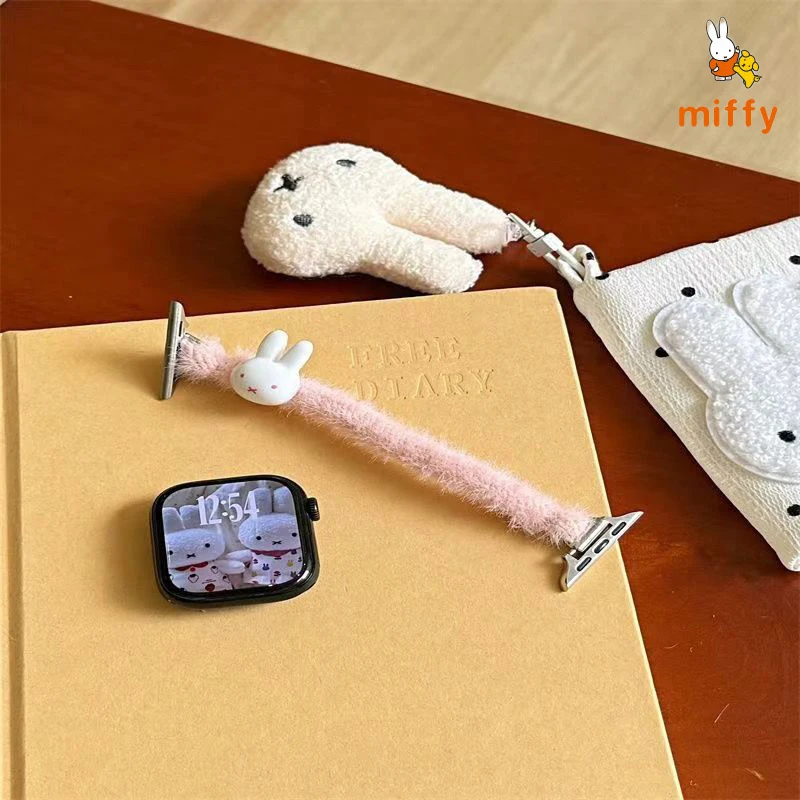 Cute Miffy Watch Band Suitable for Iwatch Ultra 10 9 Multicolor Simplicity Plush Watch Strap Anime Accessories Girl Perfect Gift