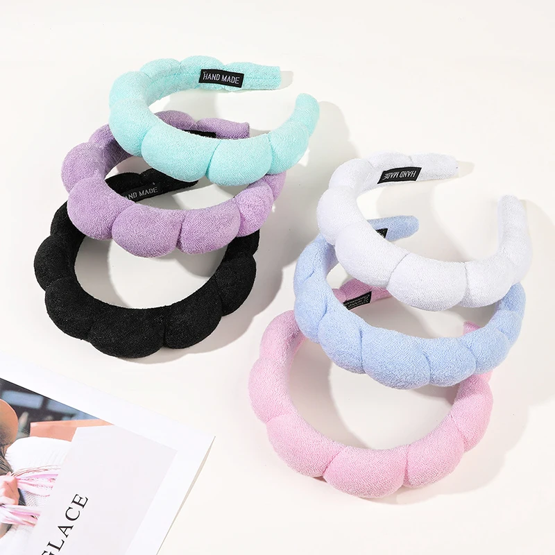 Fashion Multi-Color Twist Sponge Hair Hoop Simple Soft Cloth Spa Hairband for Women Girls Makeup Washing Face Bath Headband Gift