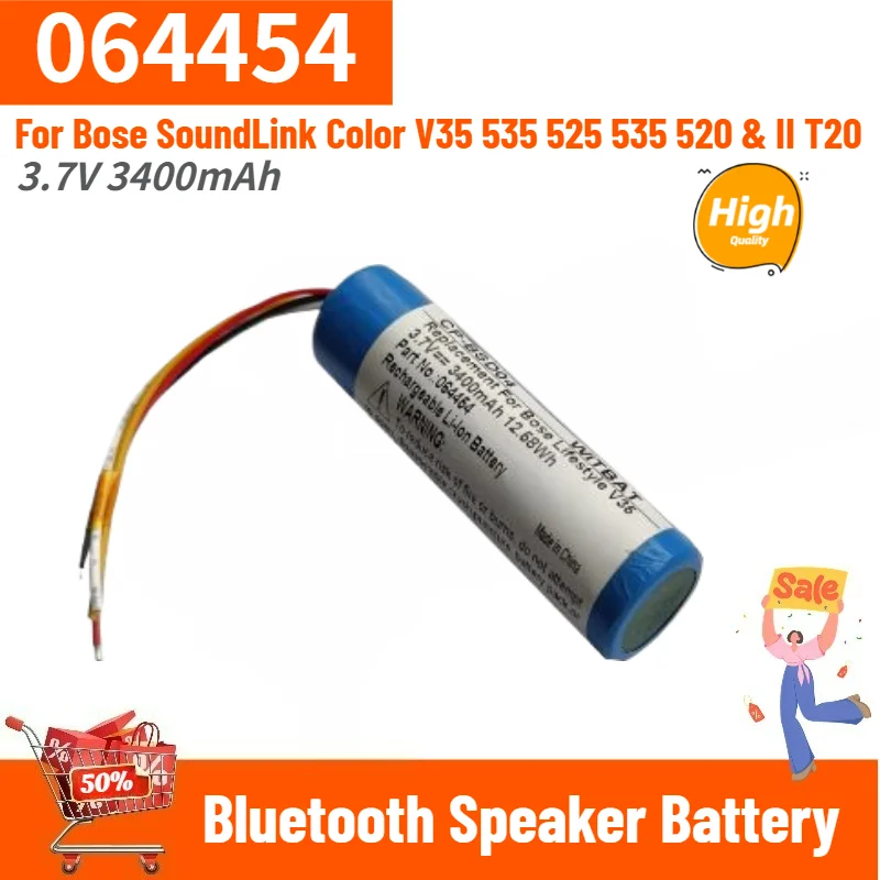 3.7V 3400mAh High Quality Battery 064454 for Bose SoundLink Color 520 525 535 V35 & II T20 Bluetooth Speaker Replacement Battery