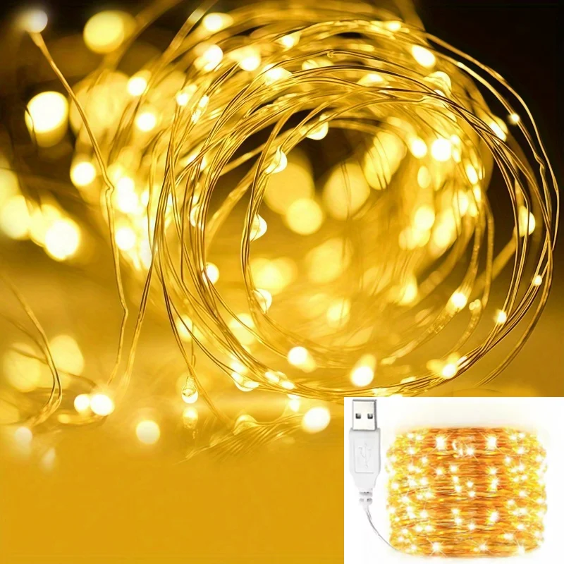 

20 м/200 м USB сказочный светильник светодиодный светильник для рождественской елки на свадьбу, день рождения, день святого Валентина, праздничные подарки, лампа «сделай сам», деко, новогоднее украшение