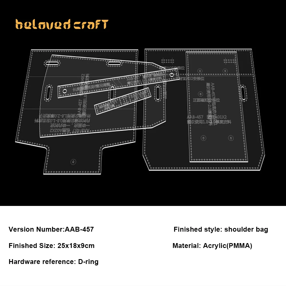 BelovedCraft-Leather Bag Pattern Making with Acrylic Templates for Single-shoulder Crossbody Bag, Catfish Bag