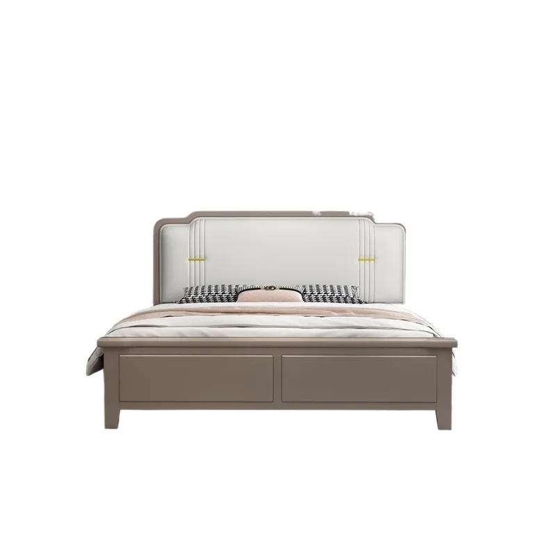 

Solid wood bed 1.8 meters double master bedroom 1.5 light luxury modern simplicity, household