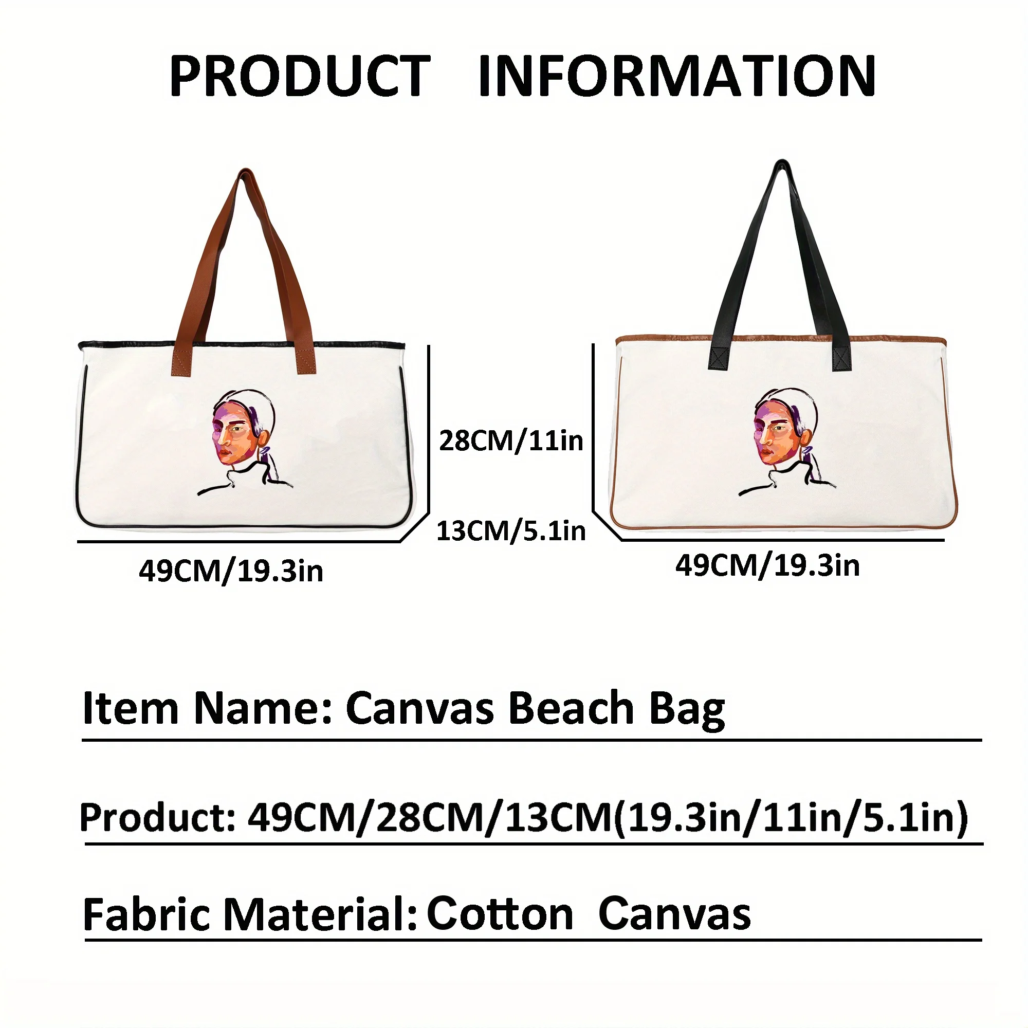 Abstract Oil Painting Character Print Tote Bag Large Capacity Gift Bag Fashion Tote Bag for Women for Shopping Trip Beach School