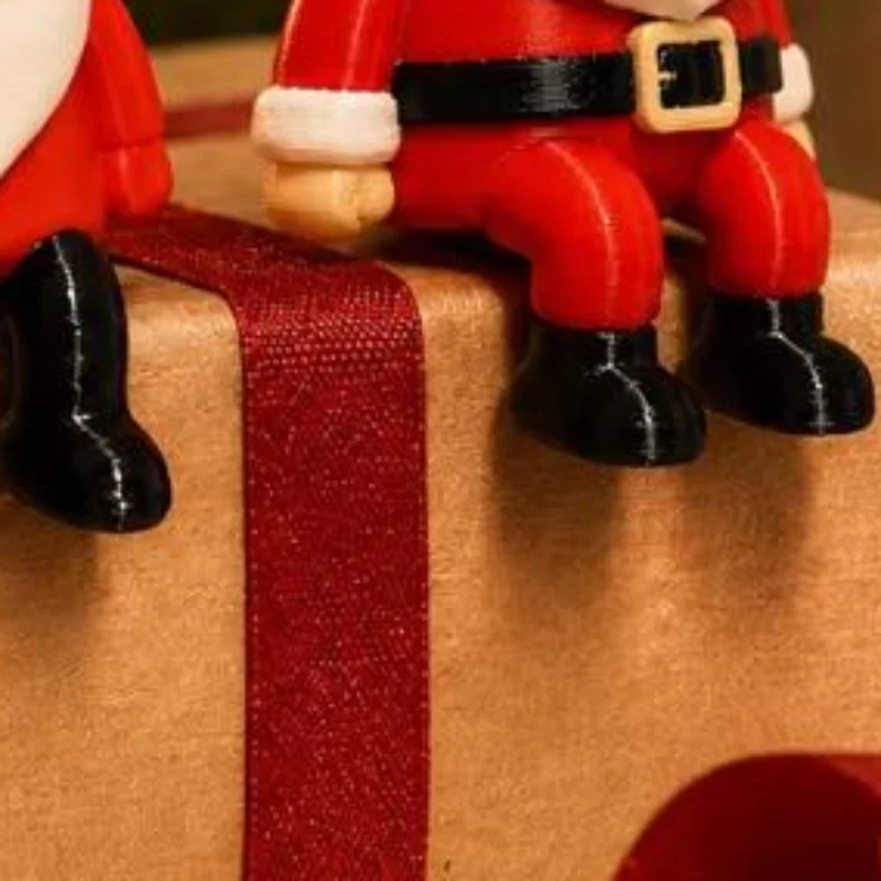 2Pcs Cute Sitting Christmas Decoration Christmas Santa Claus Figurines For Shelf Mantel Table Desk Home Office Holiday Decor
