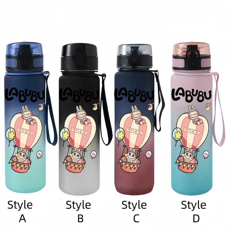 LABUBU 650ml Cartoon Characters Portable Water Cup Large Capacity Sports Outdoor Plastic Leak-proof Water Bottle Children's Gift