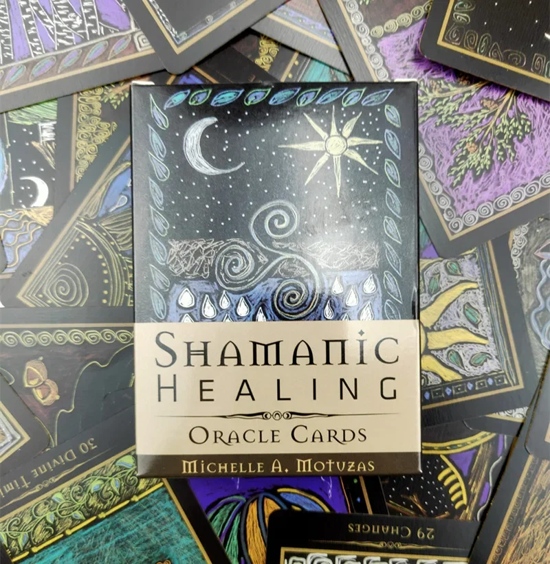 Shamanic Healing Oracle การ์ด44ใบเวอร์ชั่นภาษาอังกฤษไพ่ทาโรต์ทำนายโชคชะตาเกมกระดานสำหรับปาร์ตี้ในครอบครัว