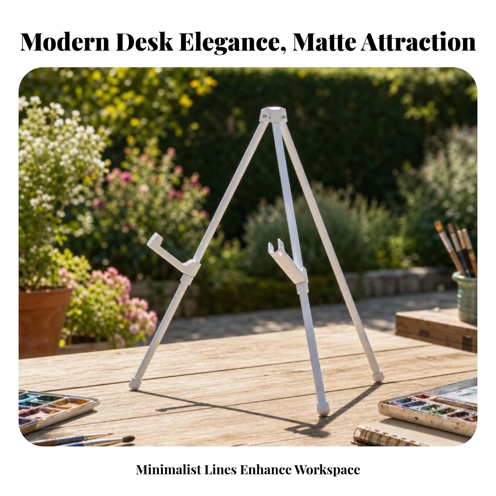 Metal Easel with Folding Frame Mini Display Easel with Support Arms Canvas Stand Space-Saving Tabletop Display Stand Sturdy