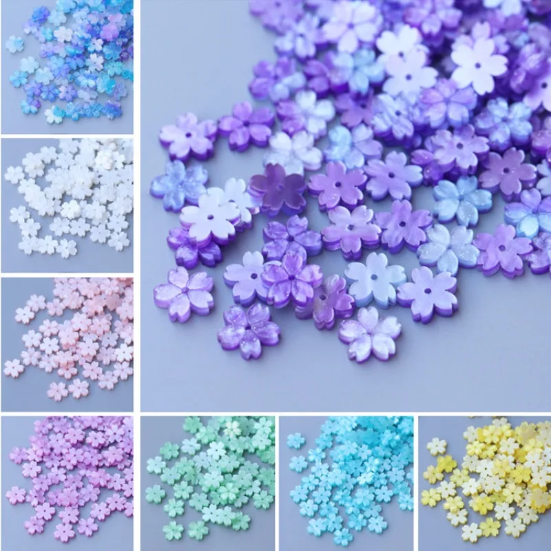 ZW30 30Pcs/12MM Resin Flower Petal Beads for Making Components DIY Cherry Blossoms Charms Pendants Loose Spacer Bead