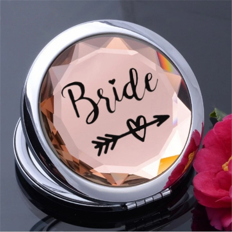 Bolsa de maquillaje para despedida de soltera, espejo cosmético, decoración de renovación de compromiso de boda