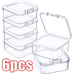 6PCS Mini Lagerung Box Transparent Quadratischen Kunststoff Box Ohrringe Schmuck Verpackung Lagerung Kleine Quadratische Box Schmuck Organizer