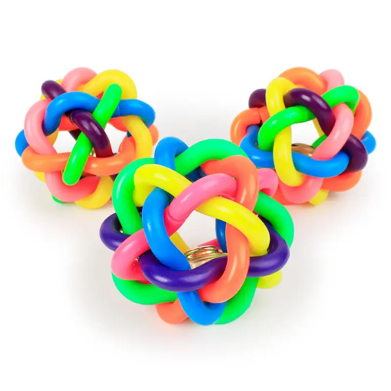 Colorful Bell Woven Toy Popular Dog Bite Resistant Rubber Pet Chewing Playing Fetching Nice Ball Products