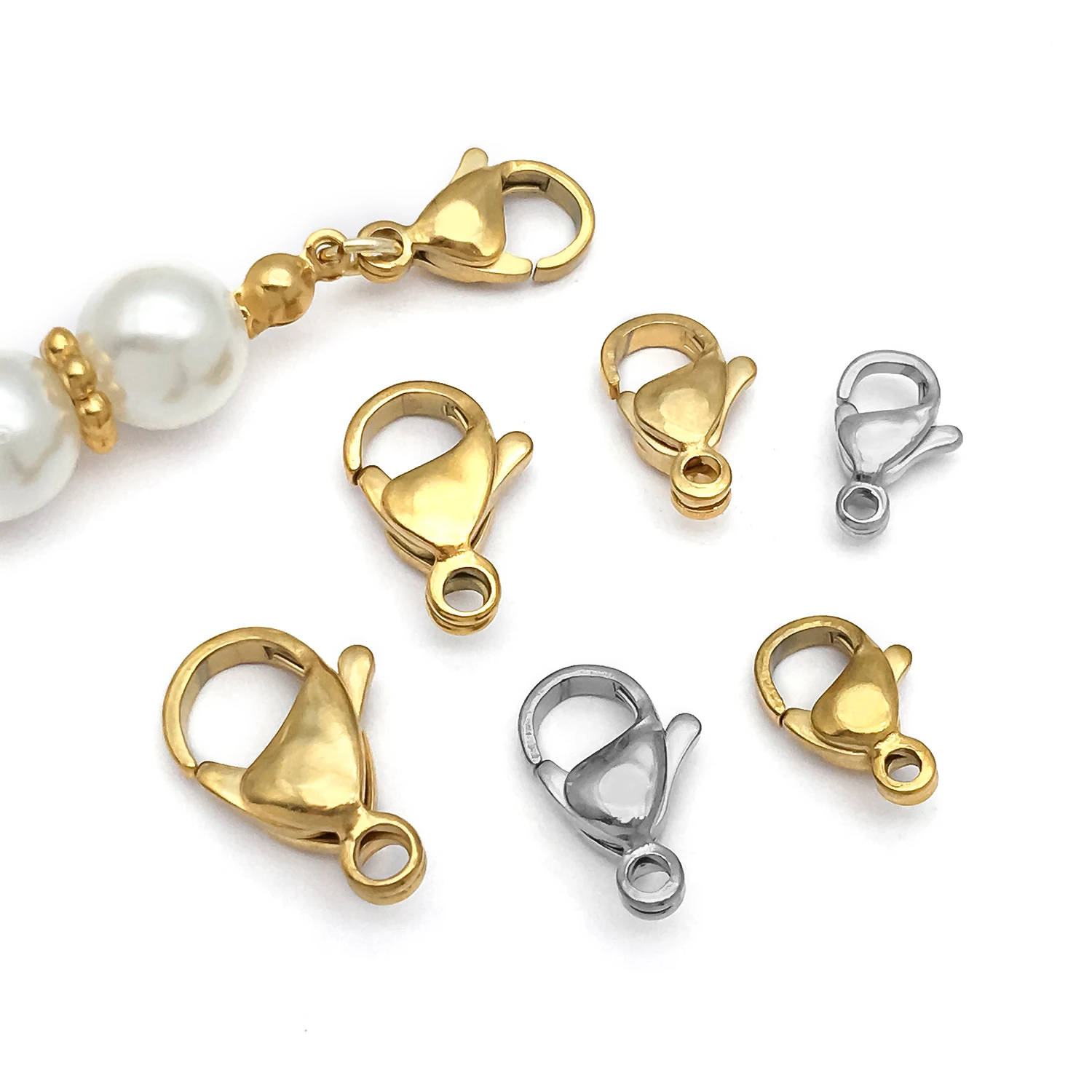 20 piezas de conectores de gancho de garra con cierre de langosta de acero inoxidable para pulsera DIY, collar, pendientes, accesorios para hacer joyas