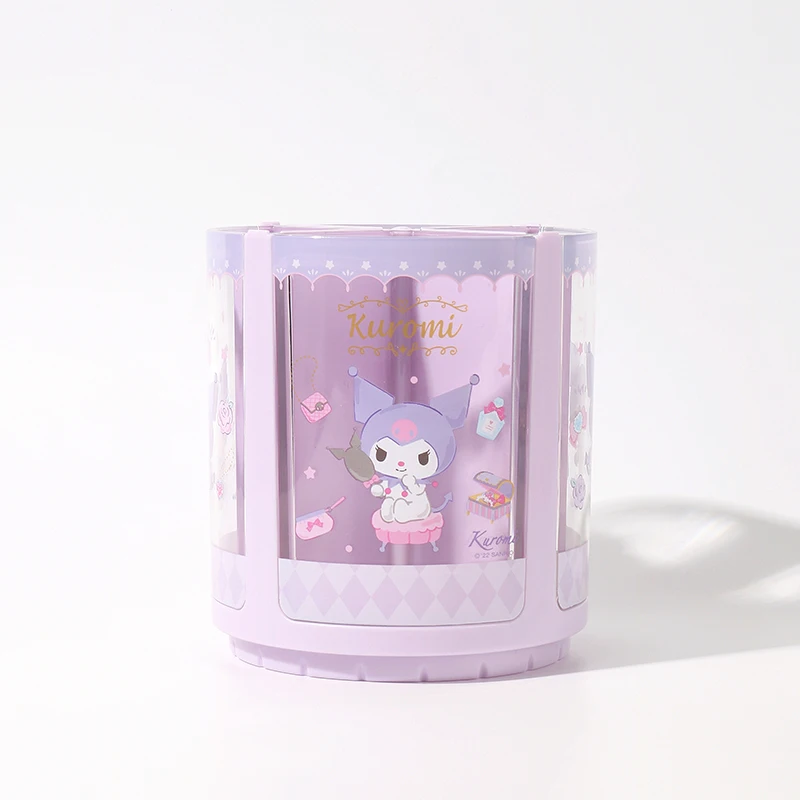 Kawaii Miniso Cinnamoroll My Melody Kuromi Rotating Pen Holder Cartoon Large Capacity Storage Box Makeup Brush Storage Box view 4