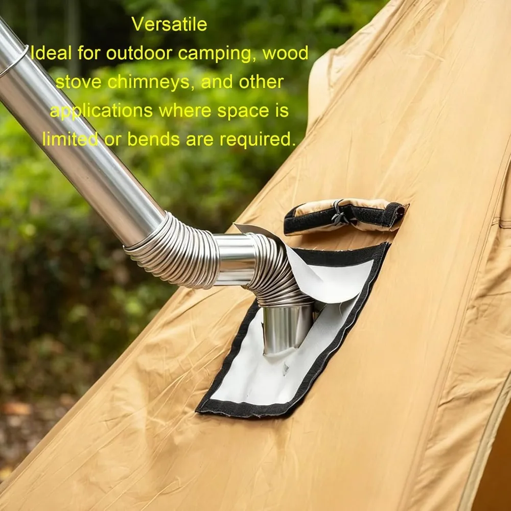 Premium 304 Stainless Steel Wood Stove Pipe 90 Degree Bend Silver Stove Pipe Elbow 3.15 Inch Diameter Vent Pipe For Boiler