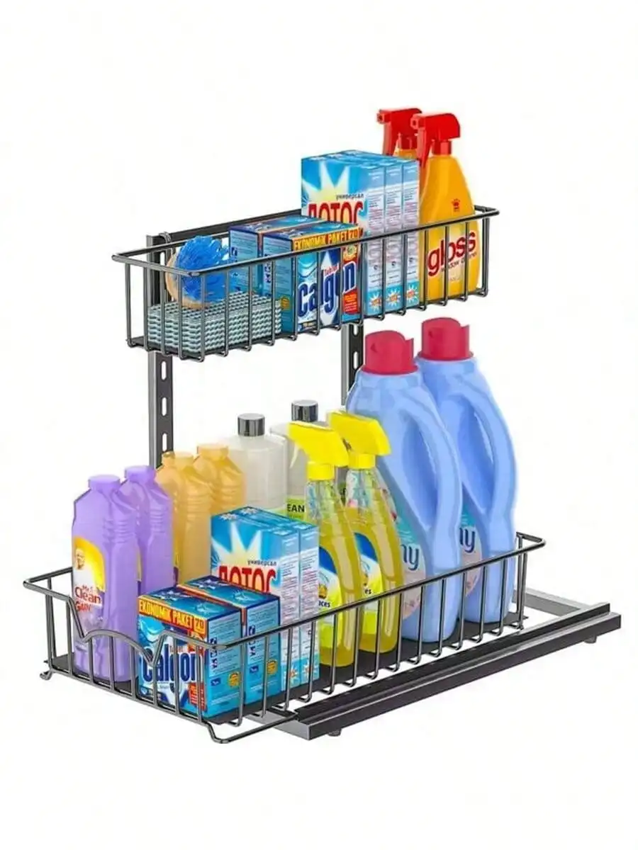 

Under Sink Organizer, Pull Out Cabinet Organizer, 2 Tier Slide Out Sink Shelf Cabinet Storage Shelves, Slide Out Under Sink Stor