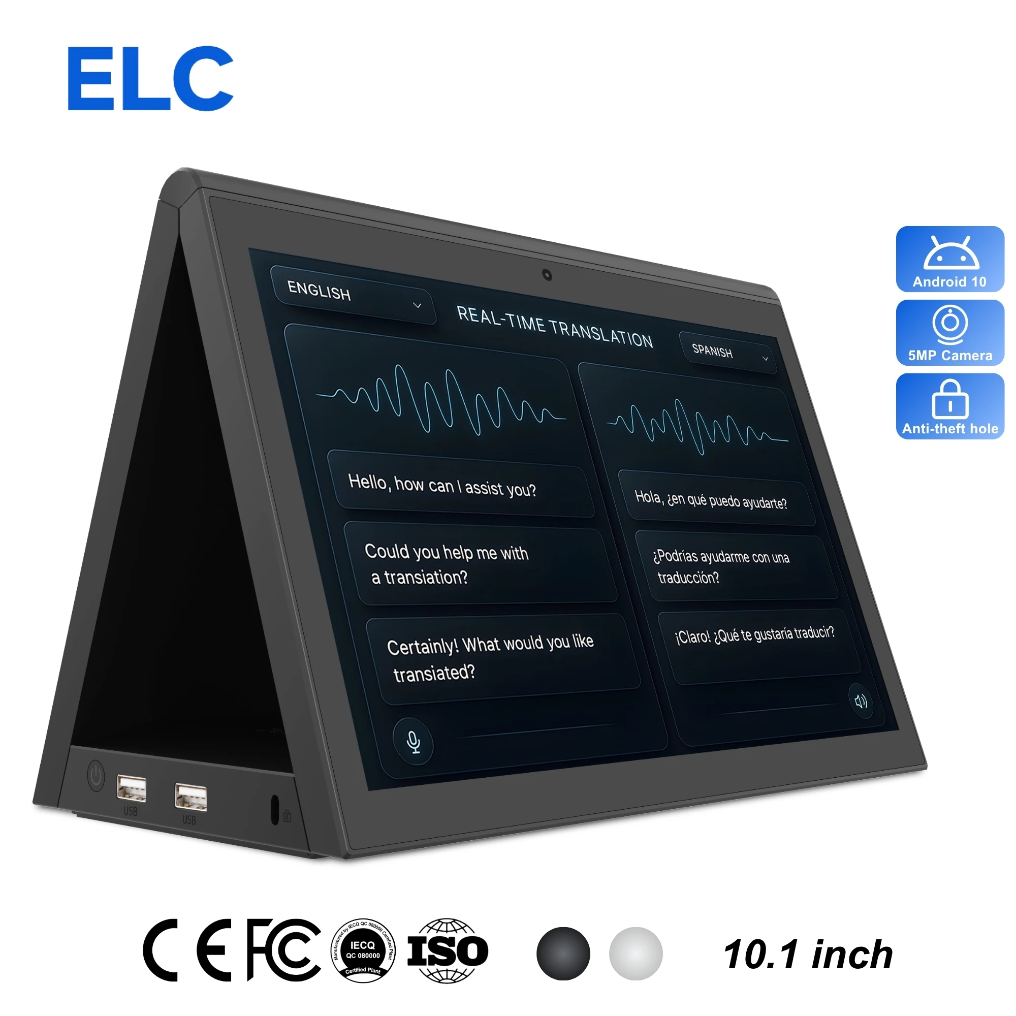 Aviation Service AI Voice Translator Display with Dual Screen for International Arrivals Hall to Enhance Passenger Experience