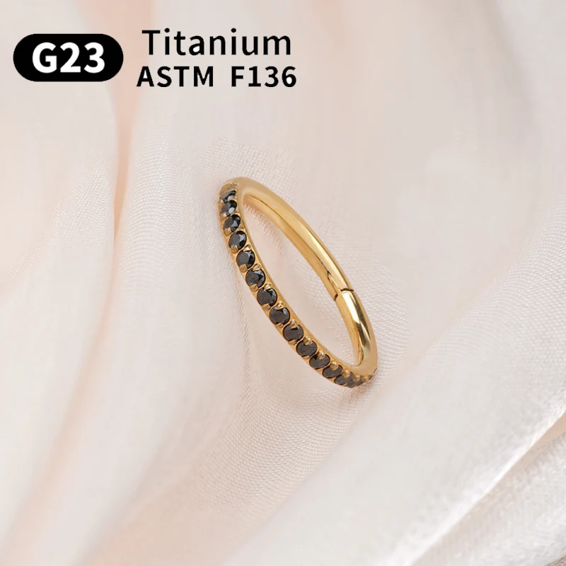 1/10 Stück G23 Titan Nasenring für Frauen Kleines Nasenseptum Knorpel Hoop Ohrring Piercing 16 Gramm vorne eingelegtes CZ-Scharnier – Detail 6