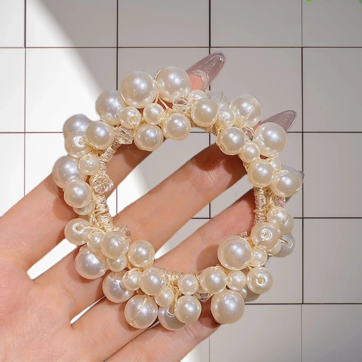 

Luxury Pearl Bead Non-Slip Elastic Hair Ties Gentle No Damage Ponytail Accessories for Women Girls