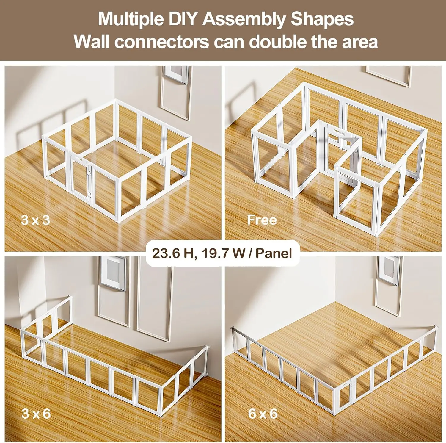 Acrylic Dog Playpen Transparent Dog Playpen Indoor, Easy Assemble Clear Pet Pen for Puppy Bunny Cat Pig, Sturdy & Easy Cleaning