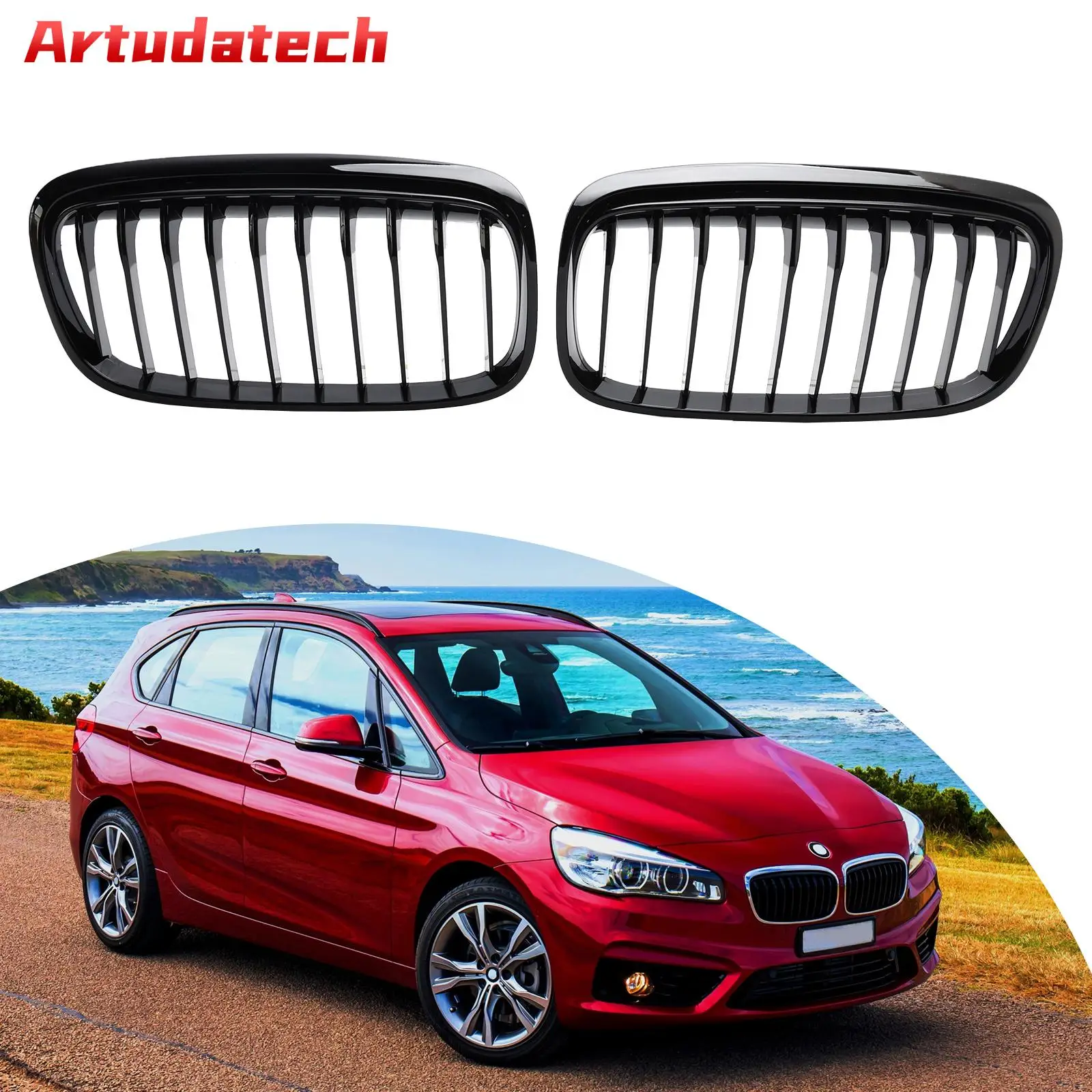 

Artudatech Gloss Black Front Grille Grill Fit BMW 2 Series Gran Tourer F45 F46 2015 2016 2017 2018