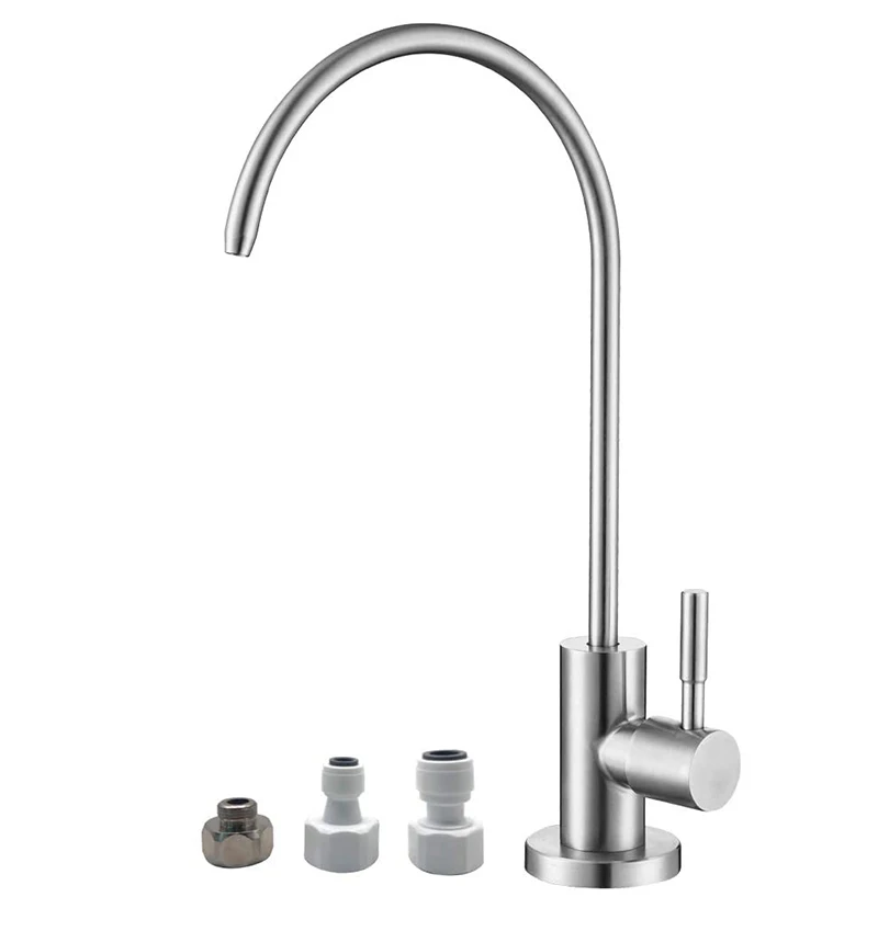 

Kitchen Water Filter Faucet Chrome Plated 1/4 Inch Connect Hose Reverse Osmosis Filters Parts Purifier Direct Drinking Tap3303SN