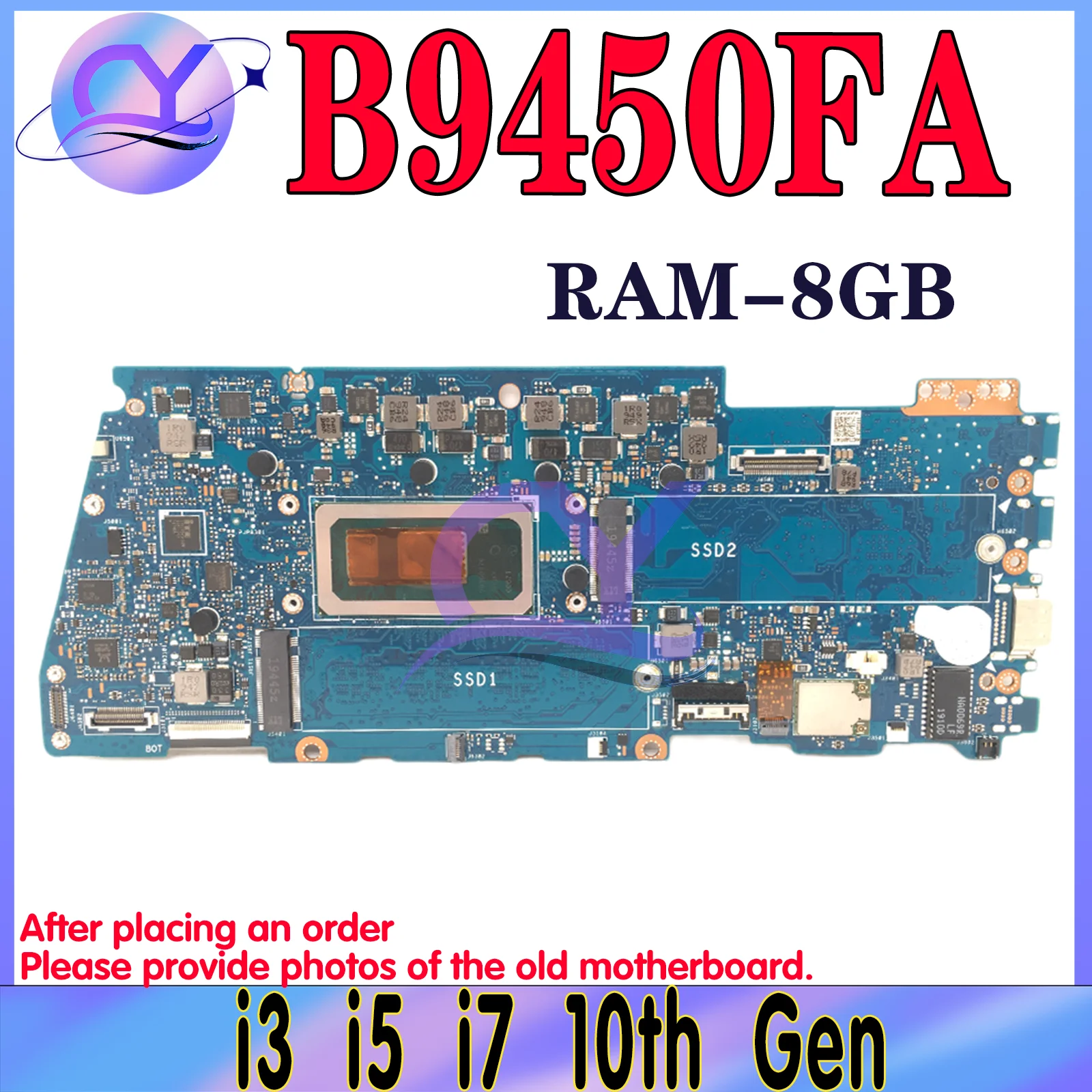 

B9450FA Notebook Mainboard For ASUS ExpertBook B9 B9450 B9450FA Laptop Motherboard I3 I5 I7 10th Gen 8GB/RAM MAIN BOARD