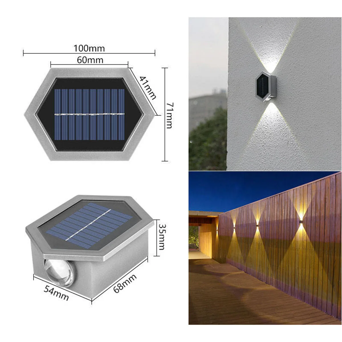 Solar exterior losango elipse cima e para baixo holofotes, ajustável luz branca quente, adequado para varanda e jardim, à prova d'água, 1pc