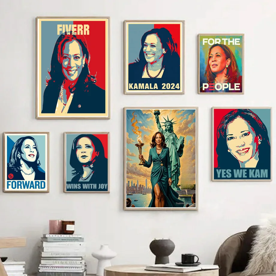 K-Kamala Poster Harris 2024 Hope Vintage Madam President Poster Prints Canvas Painting Wall Art Picture Living Room Home Decor