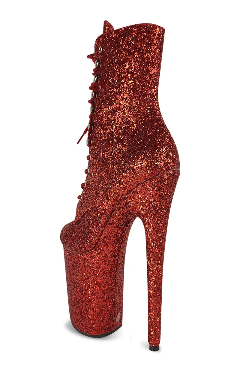 LAIJIANJINXIA New 20CM/8Inch pu Leather Women's Platform disco party High Heels Pole Dance boot