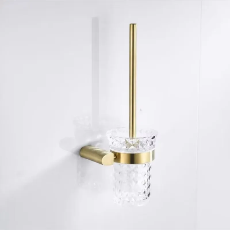 Brushed Gold SUS304 Bathroom Accessories, Wall Mount Bath Shelf, Paper Holder, Towel Rack, Soap Holder & Hook