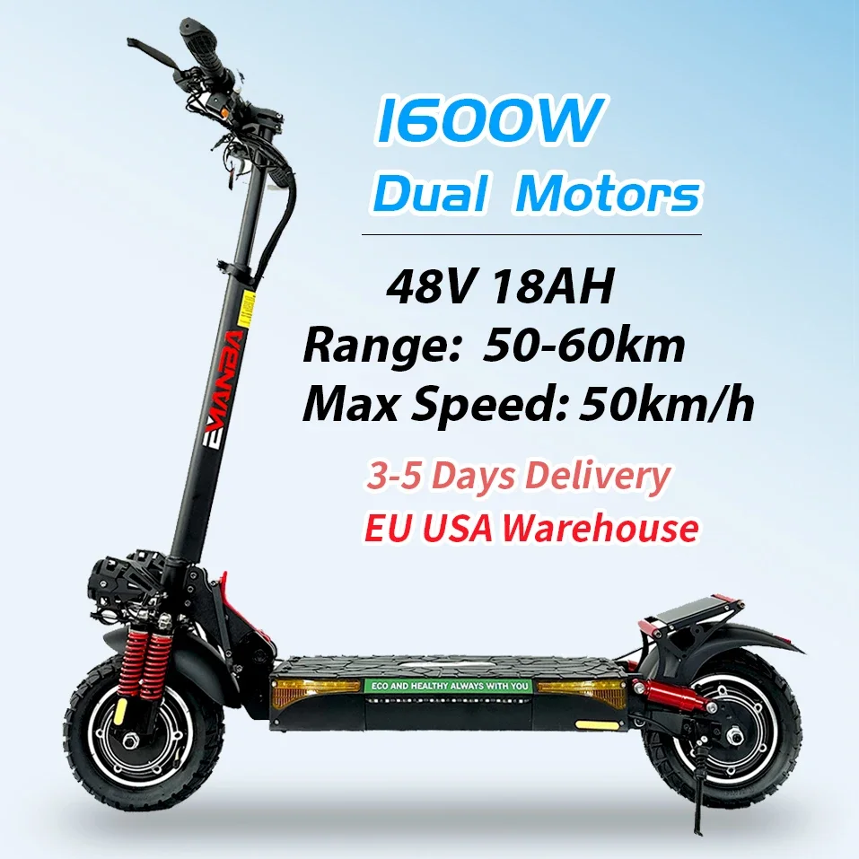 EMANBA X4 2*800W Powerful Dual Motors Electric Kick Scooter 10INCH OFF Road Tire E Scooter 50-60km