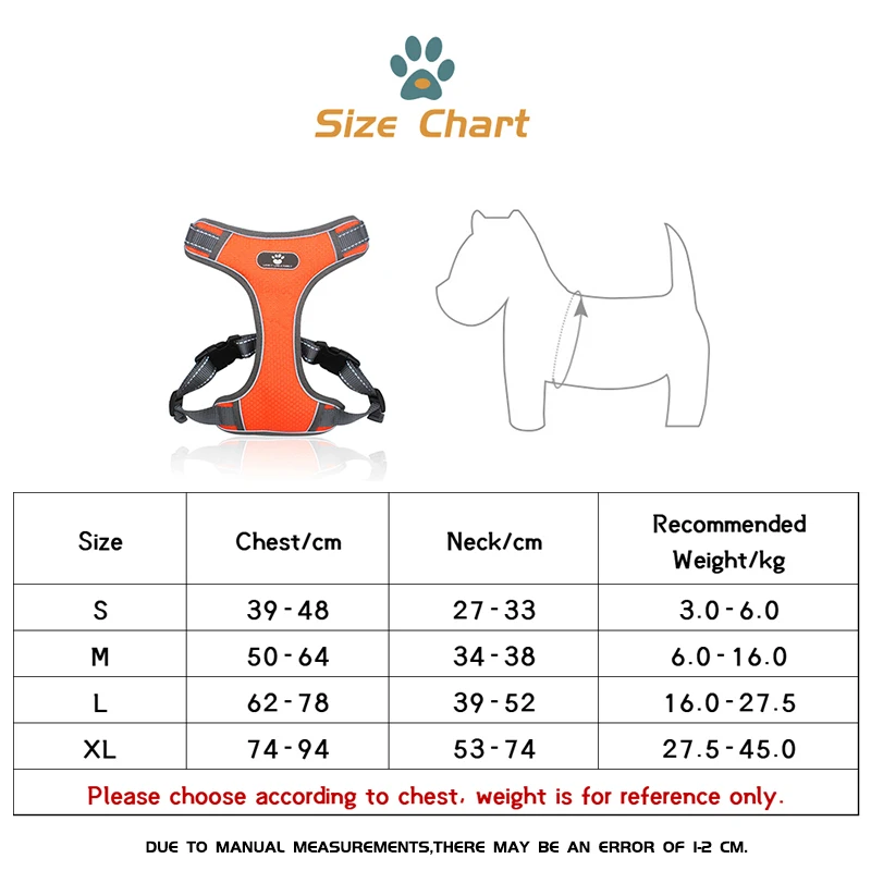 New Dog Harness Vest Reflective Breathable Pet Harnesses No Pull Waterproof Outdoor Training Chest Strap for Medium Large Dogs