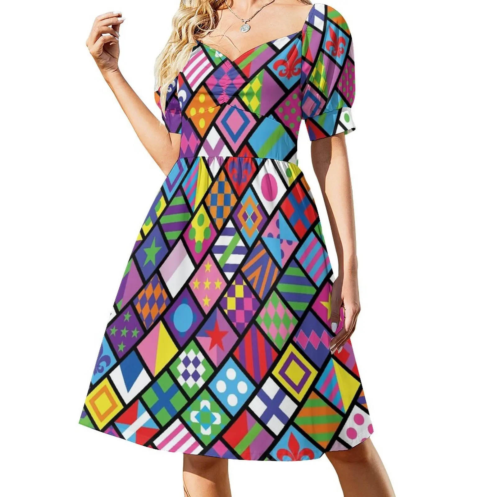 

Horse racing colorful jockey squares Short Sleeved Dress women's summer jumpsuit dress for women 2025 Dress