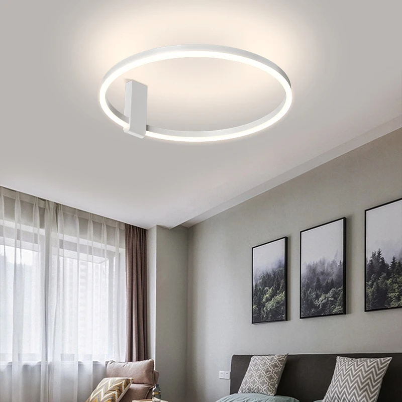 Nordic Designer LED Round Ceiling Lamp White Black Metal Aluminium Sconce Bedroom Living Room Ceiling Lights Study Home Fixtures