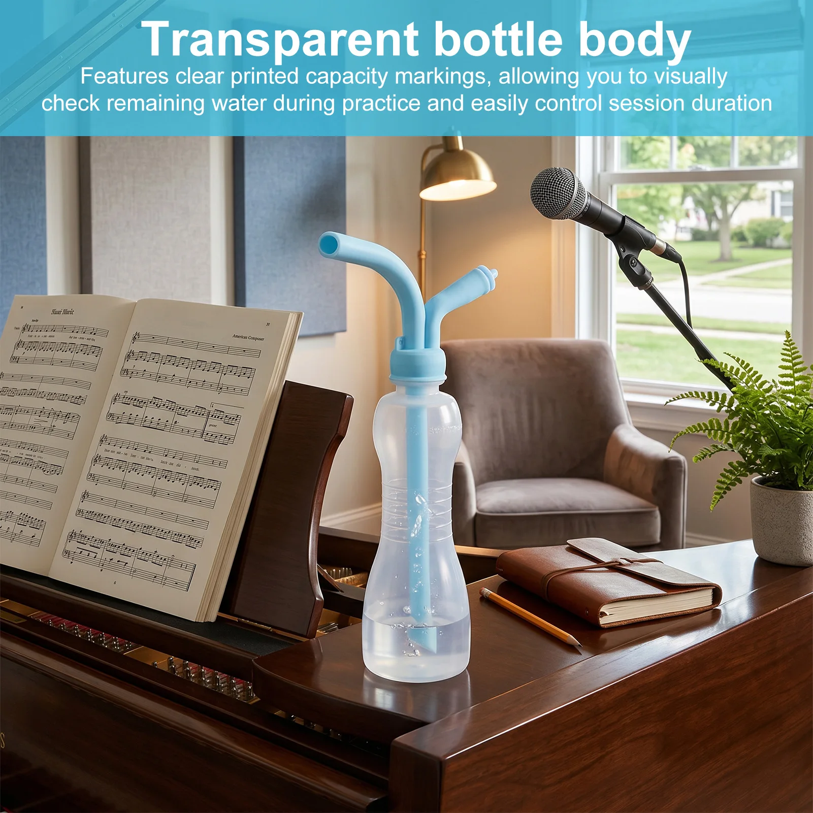 Trainer Bottle 500ml 8 Levels Adjustable Singing Training Water Bottle for Practice Exercise Singing Practice Bottle