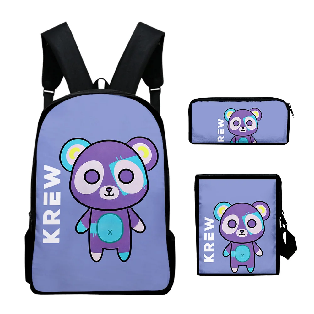 ItsFunneh Krew District Merch Backpack 3 Pieces Sets Adult Kids Unique Shoulder Bags Zipper Bag Pencil Bag Unisex Daypack